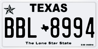 TX license plate BBL8994