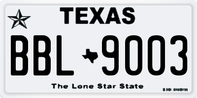 TX license plate BBL9003