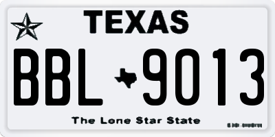 TX license plate BBL9013