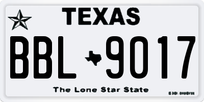 TX license plate BBL9017