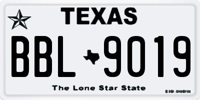 TX license plate BBL9019