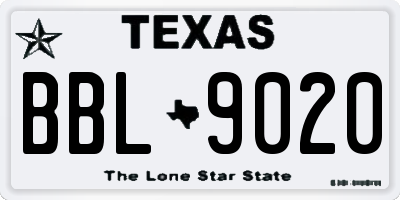 TX license plate BBL9020