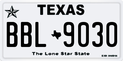 TX license plate BBL9030