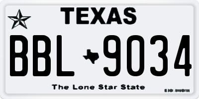 TX license plate BBL9034