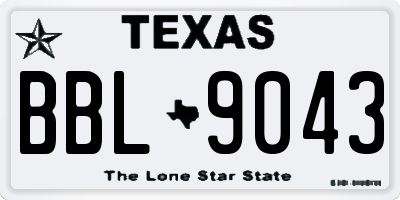 TX license plate BBL9043