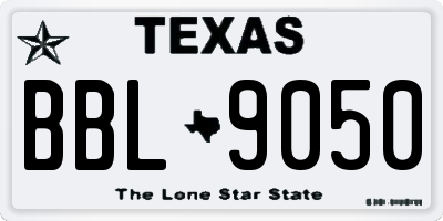TX license plate BBL9050