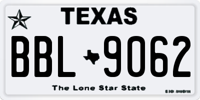 TX license plate BBL9062