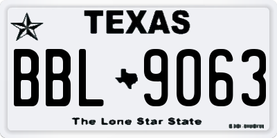 TX license plate BBL9063
