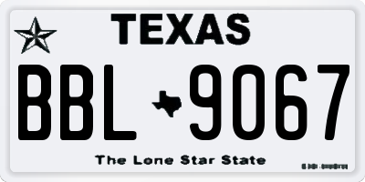 TX license plate BBL9067