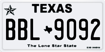 TX license plate BBL9092