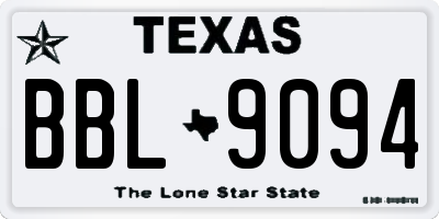 TX license plate BBL9094