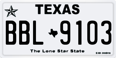 TX license plate BBL9103