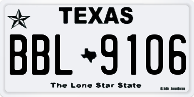 TX license plate BBL9106