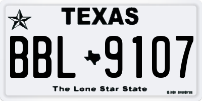 TX license plate BBL9107
