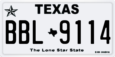 TX license plate BBL9114