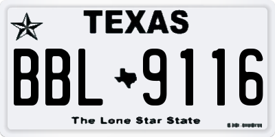TX license plate BBL9116