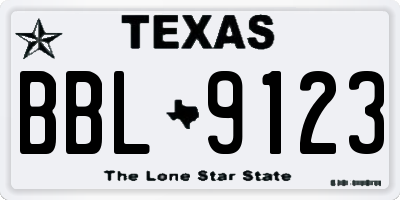 TX license plate BBL9123