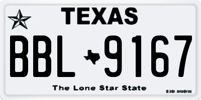 TX license plate BBL9167
