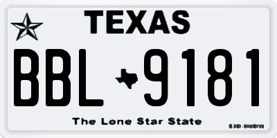 TX license plate BBL9181