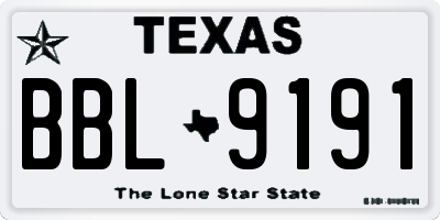 TX license plate BBL9191