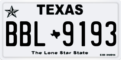 TX license plate BBL9193