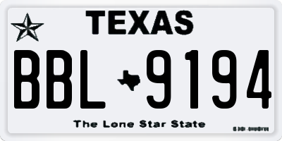 TX license plate BBL9194