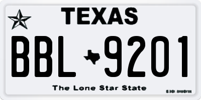 TX license plate BBL9201