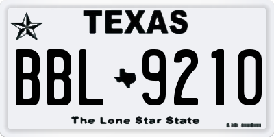 TX license plate BBL9210