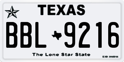 TX license plate BBL9216