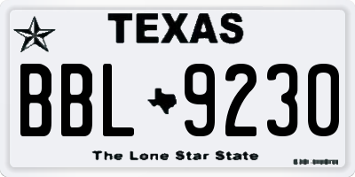 TX license plate BBL9230