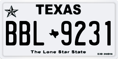 TX license plate BBL9231