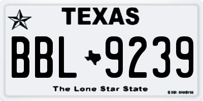 TX license plate BBL9239