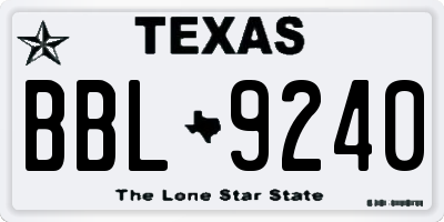 TX license plate BBL9240