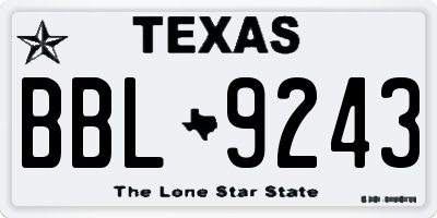 TX license plate BBL9243