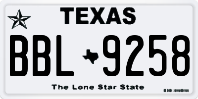 TX license plate BBL9258