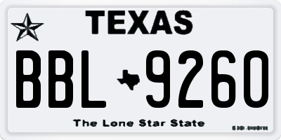 TX license plate BBL9260
