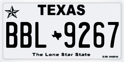 TX license plate BBL9267