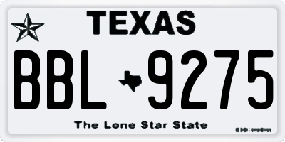 TX license plate BBL9275