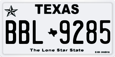 TX license plate BBL9285