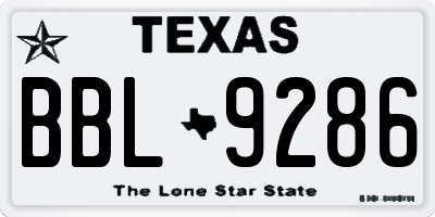 TX license plate BBL9286