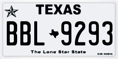 TX license plate BBL9293