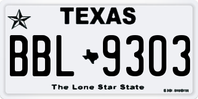 TX license plate BBL9303