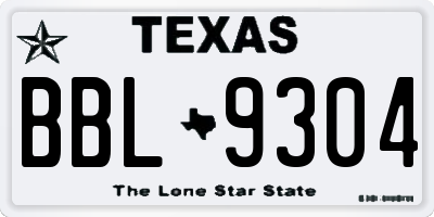 TX license plate BBL9304