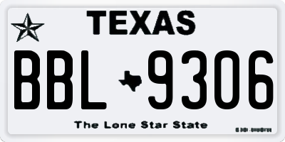 TX license plate BBL9306