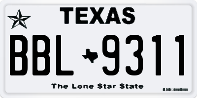 TX license plate BBL9311