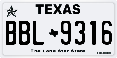 TX license plate BBL9316