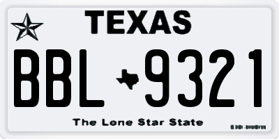 TX license plate BBL9321