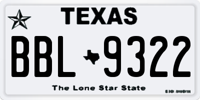 TX license plate BBL9322