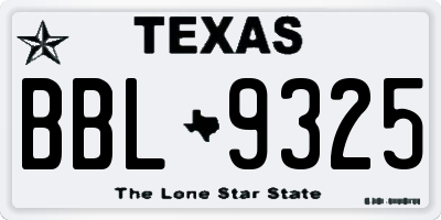 TX license plate BBL9325