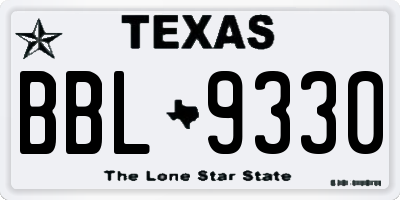 TX license plate BBL9330